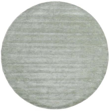 Tapis De Laine Uni Handloom Vert Clair Rond Grand