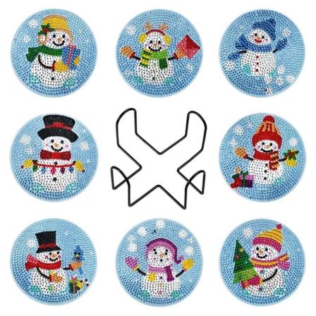 8 kpl joulu timanttimaalaus lasinaluset sarja pidikkeellä