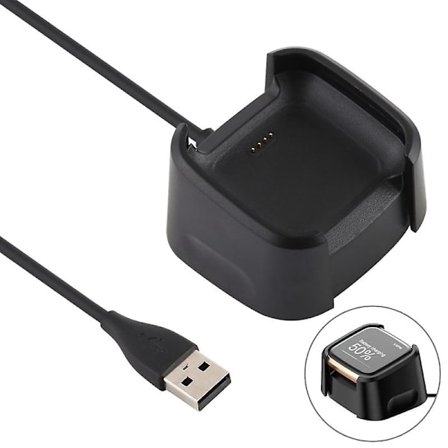 Fitbit Versa 2 Charger Charging Dock -telineen telineeseen, jossa on 1 metrin latauskaapeli (musta)