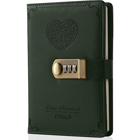 Dagbog med lås til piger - Læder kodeordslås journal sød hemmelig dagbog notesbog med kombinationslås til kvinder voksne