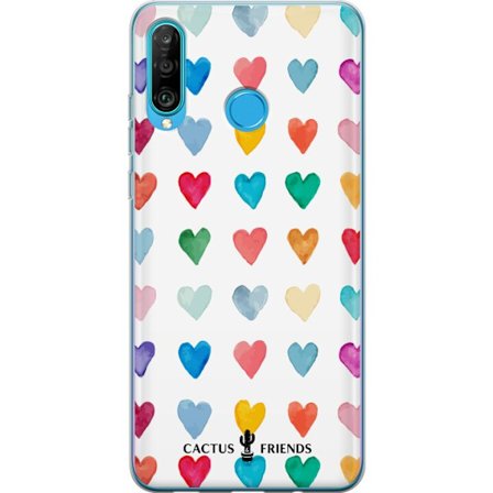 Kompatibel Mobilcover til Huawei Huawei P30 lite Cactus and Friends - Watercolor Love Grid