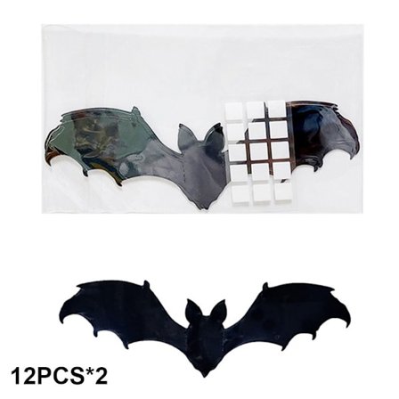 12/18/24 STK 3D flaggermus-klistremerker Halloween veggdekor 3-24 STK