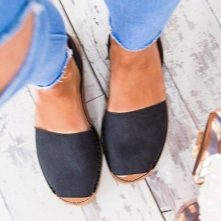 Kvinners Menorcan Peep Toe Flat Sandaler Sommer Strand Pumper Flat