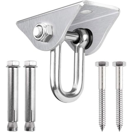 Gungtillbehör, rostfritt stål svängbar hängmatta, gungkrok, fast bricka och stol tillbehörssats (upphängd hängmatta fast svängbar bricka kort D lyx