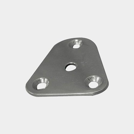 Mounting plate for grab rail, triangular, acid-resistant stainless steel, 62 x 54 mm