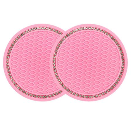 2 stk Diamond Rhinestone Bil Sklisikker Vannkopp Pad Bling Dekor For Bil Flaske Holder Coaster Bil Interiør Dekor Tilbehør| | Pink