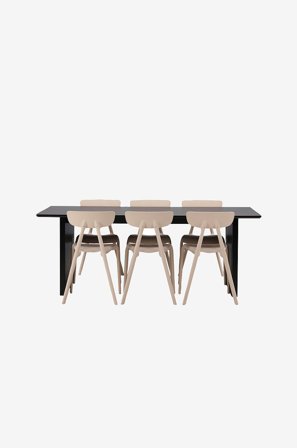 Venture Home - Spisegruppe Vail med 6 stk spisestoler Ursholmen - Svart - Spisegrupper - Fra Homeroom