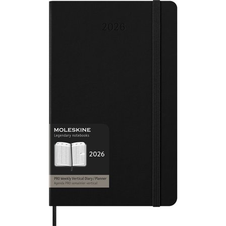 Moleskine Kalender 12M Weekly Vertical PRO 2026 Hardcover Large Black