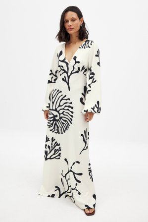 NA-KD Robe longue à manches bouffantes et dos ouvert - Robes - Multicolore - S