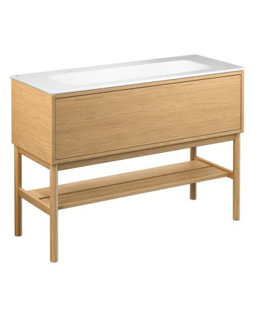 Gustavsberg Ducentic GB71DCVU12ARWB21LF Kommodpaket med ben, 120 cm, ljus ek/vit, 2 blandarhål Ljus ek/Vit, Badrum