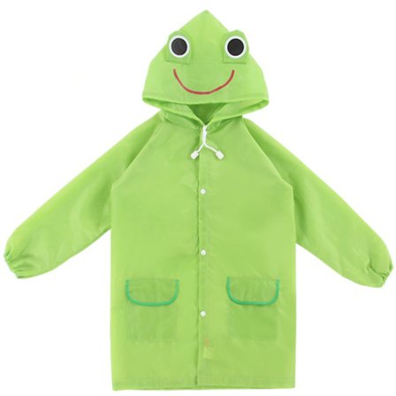 Fargerik Tegneserie Dyre Regnfrakk Miljøvennlig Barne Regntøy Grønn