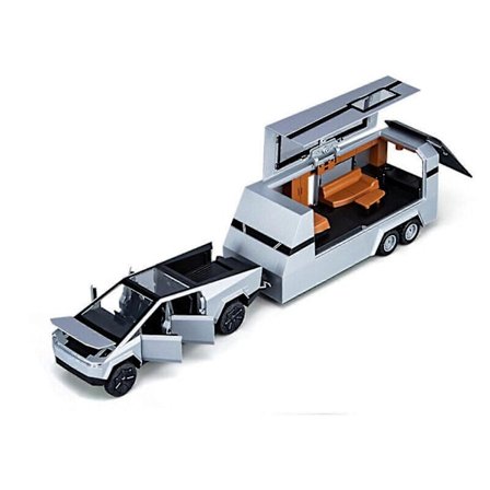 1:32 Tesla Cybertruck Pickup Caravan Modelbil i Die-Cast med Lyd og Lys - Legetøj til Børn - Boris