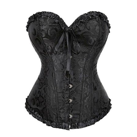 Naisten pitsillä kiinnitettävä luumainen ylirintainen korsetti bustier alusasu vartalonmuotoilija yläosa Prinsessa korsetti - Musta