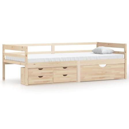 Vidaxl Sängram Med Lådor Och Förvaringslåda Massiv Furu 90x200 C Brun