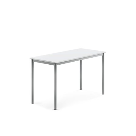 Tisch SONITUS, 1200x600x720 mm, Hochdrucklaminat weiß, alugrau