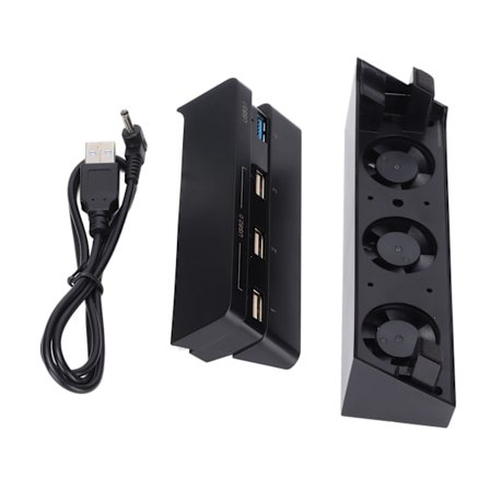 DOBE Køleventilator og USB-hub kombinationskit Køler og 4-port USB 3.0 adapterkit til PS4 Slim spillekonsol