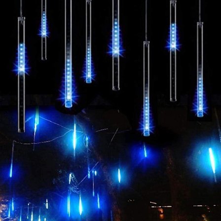 Regnbyge Lys Udendørs LED Meteor Shower Lights 8 Rør 144 LED-lys Ishængere Sne Faldende Lys til Jul Halloween Fest Ferie