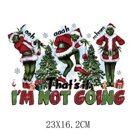 PH1846 Julevarmeoverførsel Grinch Varmeoverførselsmærkat, Beklædningsprint Varmeoverførsel, Offset Varmeoverførselsmærkat