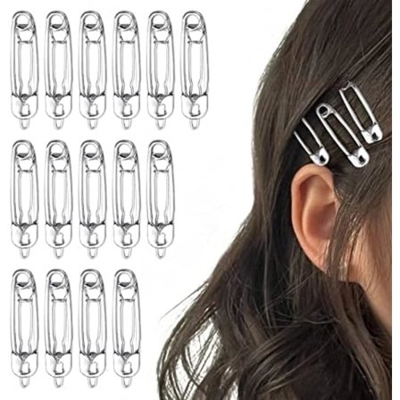 15 stk. sikkerhedsnål hårklemmer gotiske hårnåle frisørværktøjssæt (sølv)