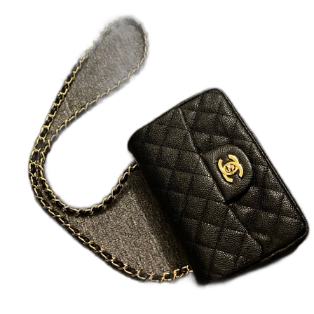 Svart lyxig väska med gulddetaljer