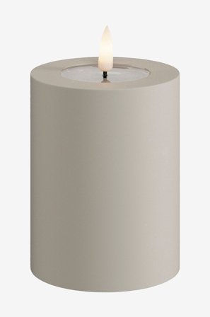 DeluxeHomeart - LED-ulkopuolen pylväskynttilä 7,5x10 cm. - Beige - Koristevalaisimet - - Homeroom