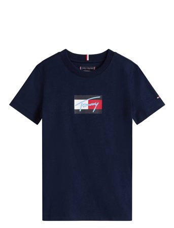 Tommy Script Flag Print Tee Ss Navy Tommy Hilfiger