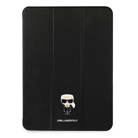 Karl Lagerfeld Saffiano Ikonic Karl-etui til iPad 12,9" Pro 2021 - Sort