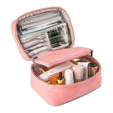 Laadukkaat meikkilaukut Vaaleanpunainen matkakosmetiikkalaukku