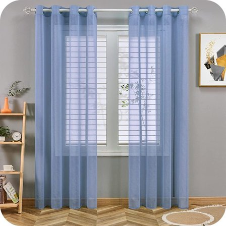 stk. gardiner ensfarvet (blå-100*250cm)