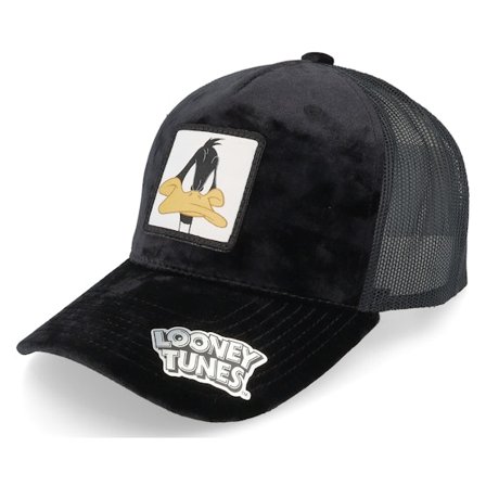 Looney Tunes - Grijs trucker Cap - Daffy Duck Face Black Velvet Trucker @ Hatstore