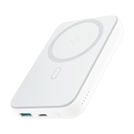 SiGN Magnetisk Trådlös Mini Powerbank 10000mAh, USB-C, USB-A, Vit