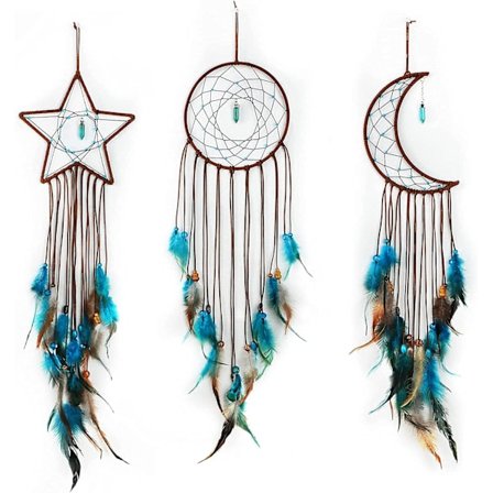 3 stk. Drømmefanger Sol Måne Stjerne Design Tradisjonelt Håndlaget
