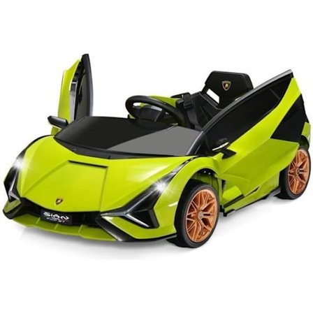 Lamborghini SIAN elbil 12V/4,5 Ah til børn 3-8 år, 2,4G fjernbetjening, 2 motorer, MP3, USB, TF, Radio, Story, Grøn