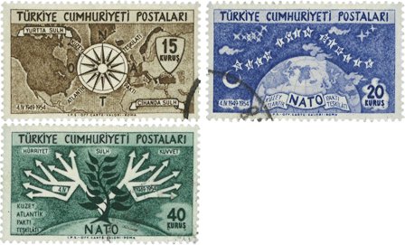 Tyrkiet 1954 - MICHEL 1388-1390 - Stemplet