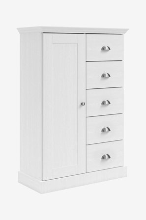 Loft24 - Motala Kommode med 1 dør 5 skuffer - Hvit - Skap - Fra Homeroom