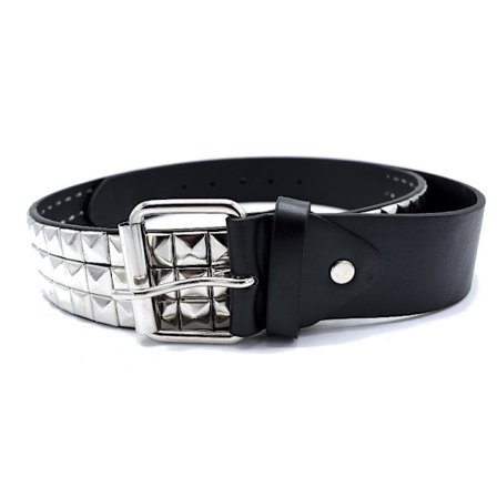 Musta nahkavyö pyramidinitoilla 90 cm