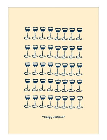 Poster & Frame Life Of Van Dijk - Happyweekend Yellow/Navy - Cream - 50X70CM