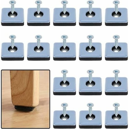 Kraftige møbelputer Teflon selvklebende med skruer Antivibrasjons møbelglidere Skid Super Gliders - 16 stk 25x25mm