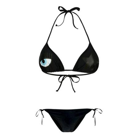 Chiara Ferragni Collection, Bikini Triangle + Slip Laccies Star Czarny, Kobieta, Rozmiar: XL