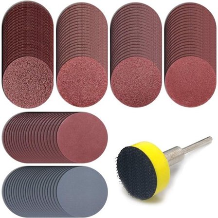 120 stk. 25 mm slibeskiver med 3,2 mm skaft til Dremel og de fleste roterende værktøjer, 100/180/240/400/1500/3000 kornpapir