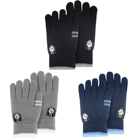 Vinterhandsker til Børn, Drenge og Piger, 3 Par Varme Uldfodrede Handsker til Småbørn, Termiske Strikede Vanter