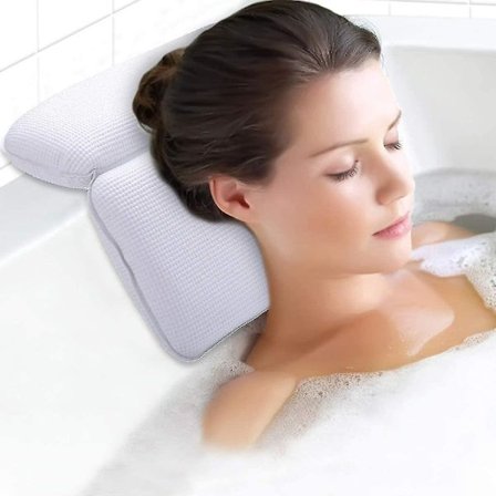 Badekarpute, nakkepute, badekar med sugekopper, pute, badekar for spa og bad