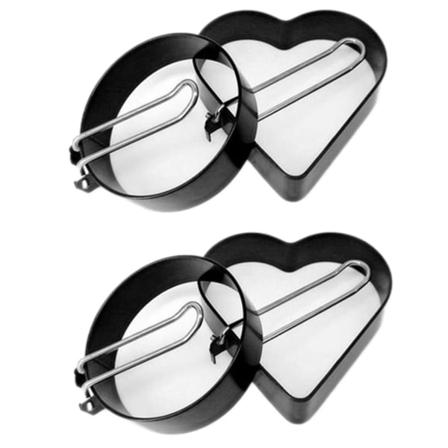 Non-stick metal æg stekringe form med håndtag Runde køkkenredskaber