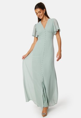 Bubbleroom Occasion Butterfly Sleeve Button Gown Klær