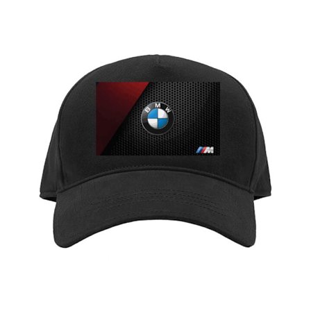 Lippalakki Abstrakti BMW-inspiroima muotoilu, jolla on diagonaaliset värialueet sinistä, punaista ja mustaa vasten uritetusta metallirakenteesta, jo