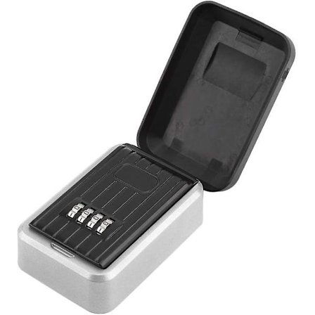 Nyckelbox, Utomhus Nyckelbox med 4 Koder & 1 Nyckel, Säker Nyckel Förvaring Box Hållbar Väggmonterad Säker Nyckelbox