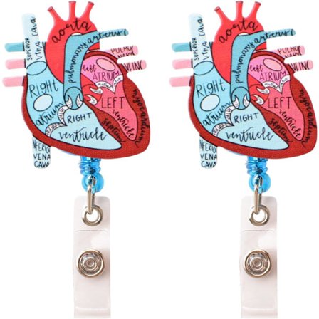 Rött hjärtformat emblem med ID-korthållare, 2 st indragbar emblem ID-korthållare