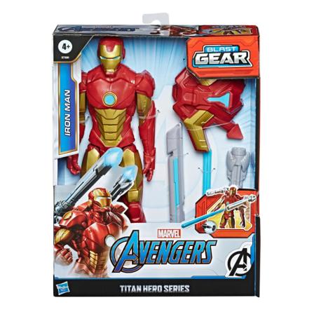 Marvel Avengers Iron Man Titan Hero Figure Med Blast Gear Lounch Blå