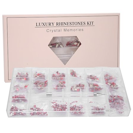 600+2500 st Reda Nail Art Dekoration Platta Bakglassten DIY Nail Art Picker Dotting Pen Set