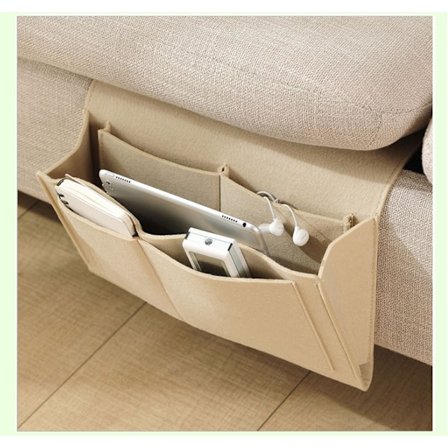 Sängbord Filtförvaringsväska med Fickor Säng Soffa Skrivbord Hängande Organiserare